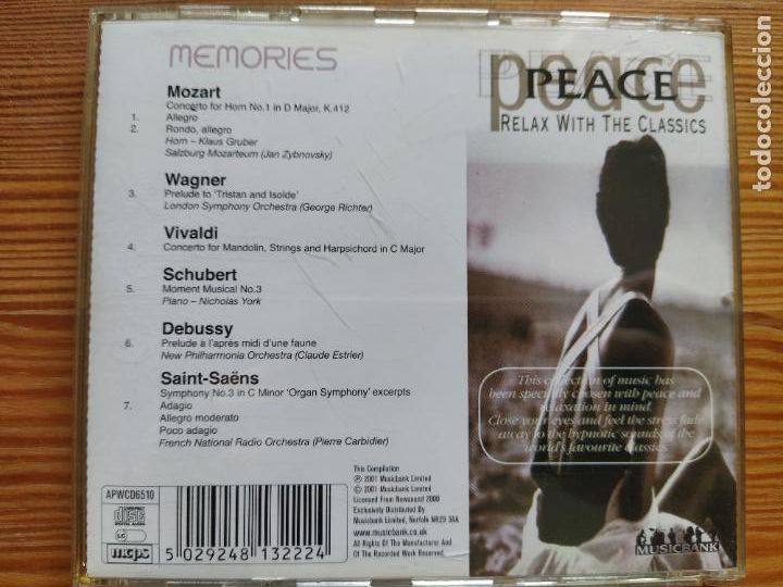 CDs de m&uacute;sica: CD MEMORIES - PEACE - RELAX WITH THE CLASSICS (J3) - Foto 2