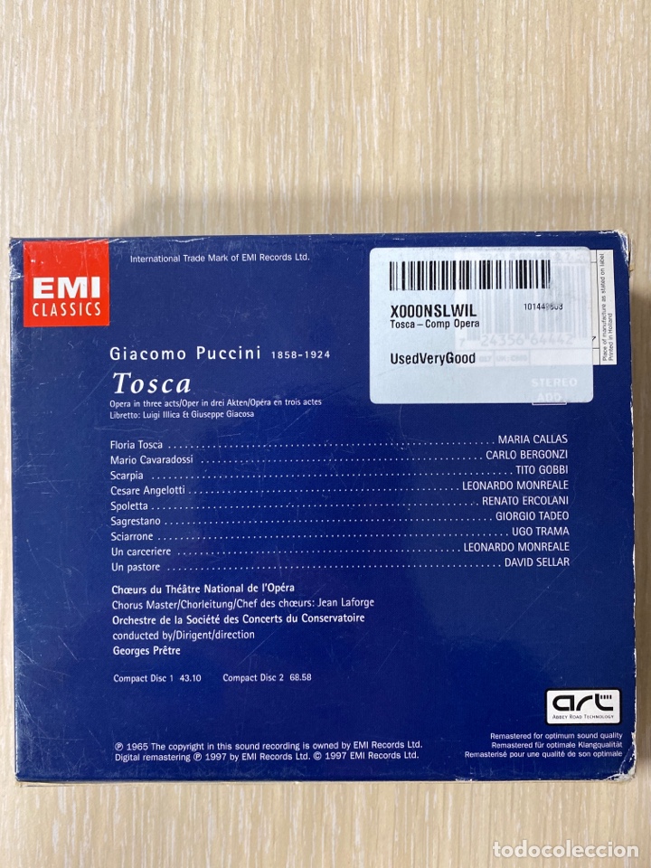 CDs de m&uacute;sica: CD- MAR&Iacute;A CALLAS - Puccini Tosca - Foto 2