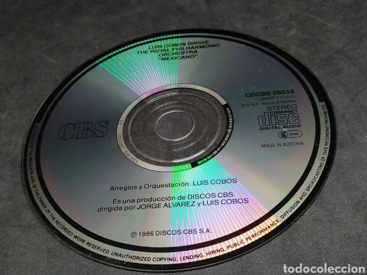 CDs de m&uacute;sica: LUIS COBOS - MEXICANO - CD - 1986 - DISCO COMPROBADO - Foto 6