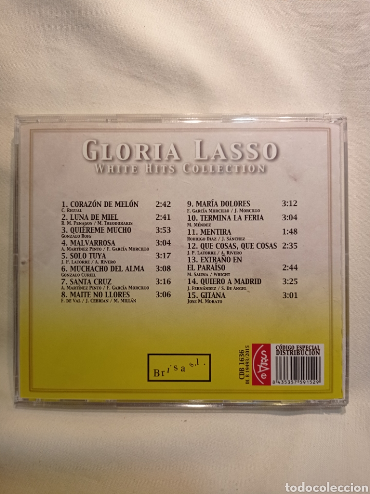 CDs de m&uacute;sica: CD GLORIA LASSO WHITE HITS COLLECTION - Foto 2