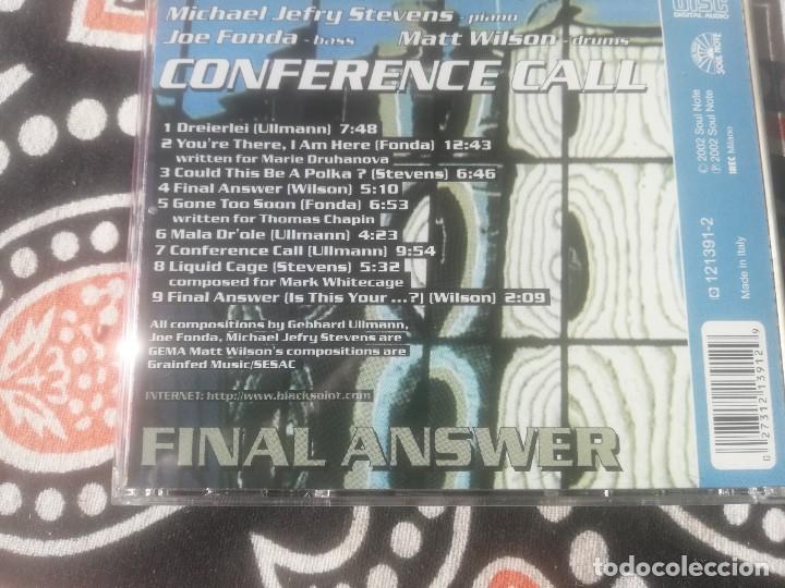 CDs de m&uacute;sica: CD Conference Call &ndash; Final Answer. Soul Note &ndash; 121391-2 2002 - Foto 2