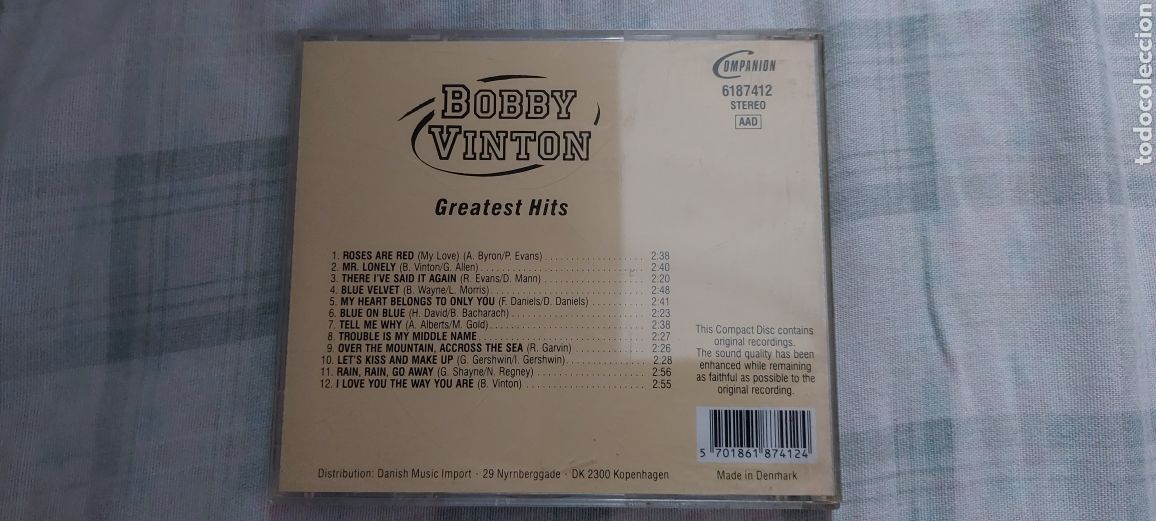 CDs de m&uacute;sica: Cds Bobby Vinton (Greatest Hits) - Foto 2