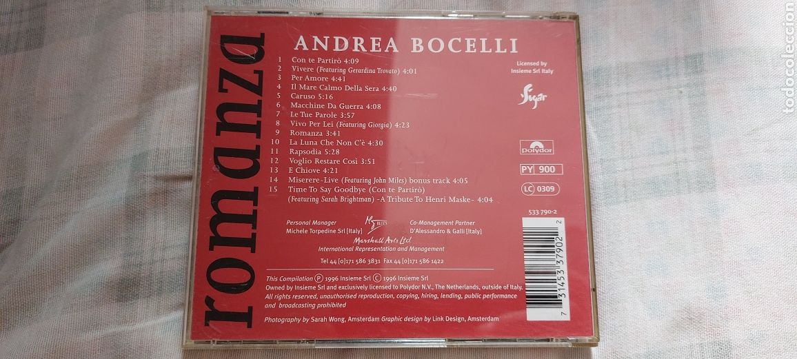 CDs de m&uacute;sica: Cds Andrea Bocelli (Romanza) - Foto 2