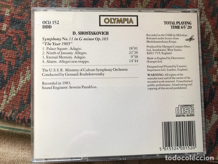CDs de m&uacute;sica: Shostakovich. Symphony No 11 - Foto 2