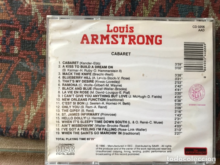 CDs de m&uacute;sica: Louis Armstrong. Cabaret - Foto 2