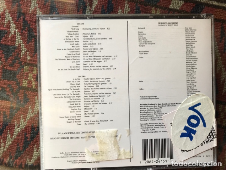 CDs de m&uacute;sica: Les Miserables. Original Broadway cast recording - Foto 2
