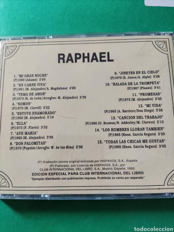 CDs de m&uacute;sica: CD RAPHAEL. Los 60. Una Gran d&eacute;cada - Foto 3