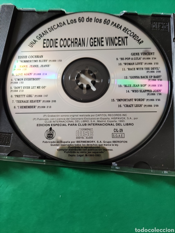 CDs de m&uacute;sica: CD EDDIE COCHRAN. Los 60.Una gran d&eacute;cada para recordar. - Foto 2