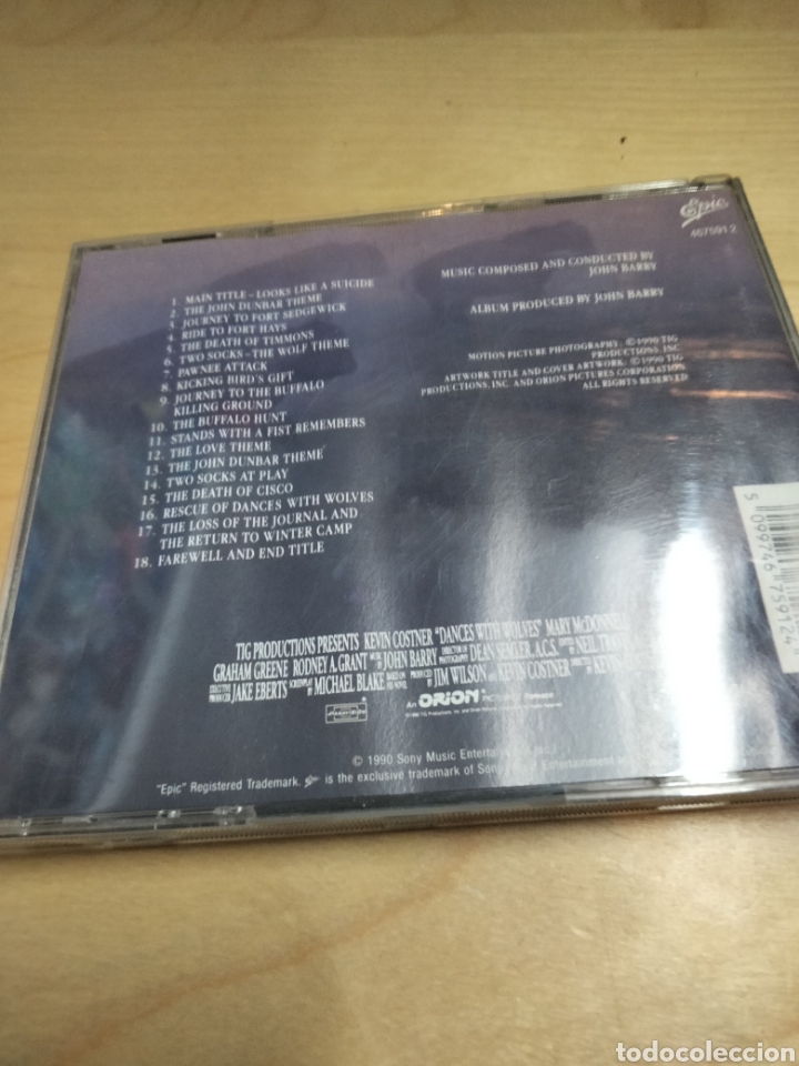 CDs de m&uacute;sica: Dance with wolves bso - Foto 2