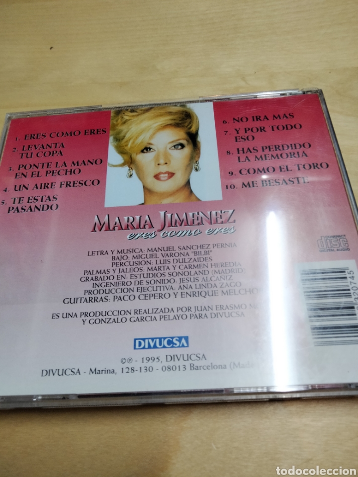 CDs de m&uacute;sica: Mar&iacute;a Jim&eacute;nez eres como eres cd -3 - Foto 2