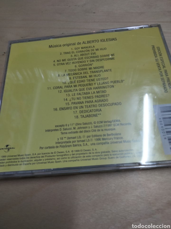 CDs de m&uacute;sica: Todo sobre mi madre bso - Foto 2