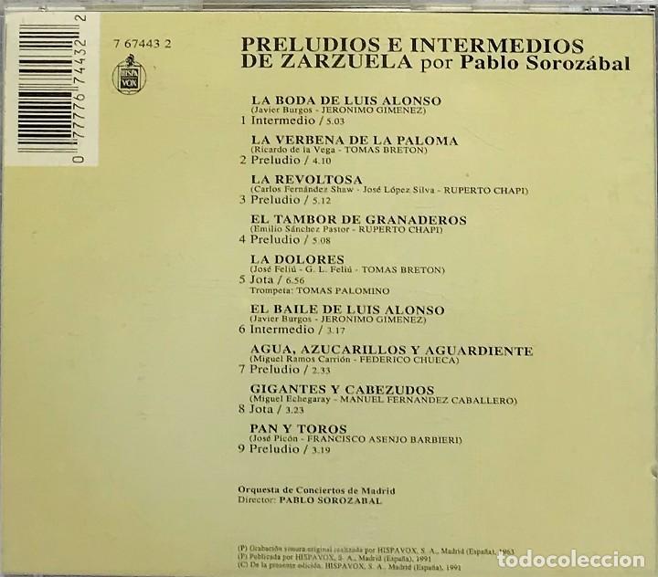 CDs de m&uacute;sica: Preludios E Intermedios De Zarzuela - Pablo Soroz&aacute;bal - CD - Foto 3