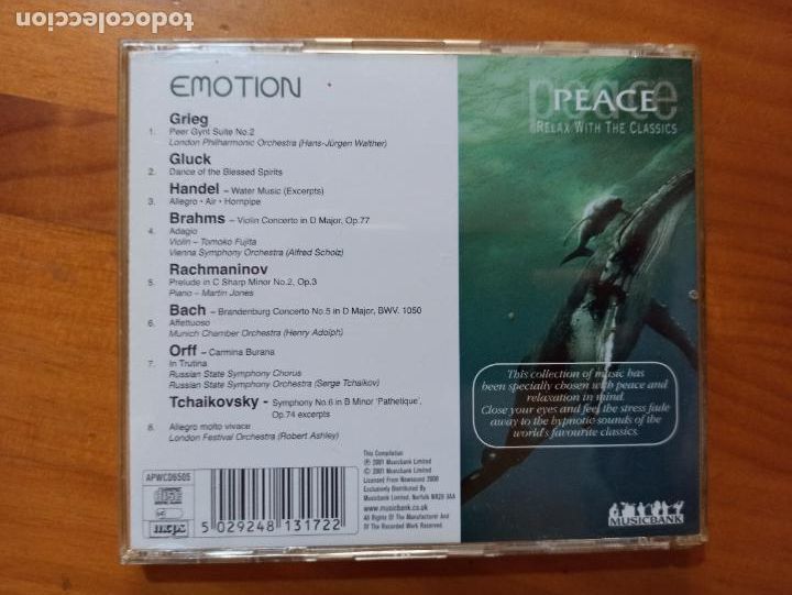 CDs de m&uacute;sica: CD EMOTION - PEACE - RELAX WITH THE CLASSICS (U6) - Foto 2