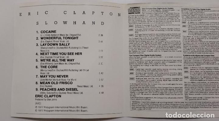 CDs de m&uacute;sica: CD ERIC CLAPTON - SLOWHAND. 2003 EL PAIS (DE 1977 POLYGRAM) - Foto 4