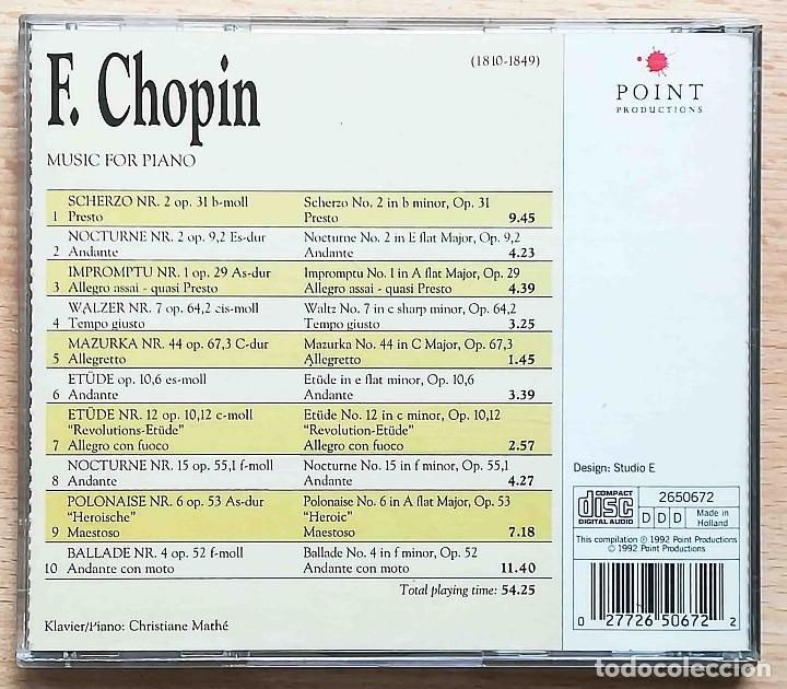 CDs de m&uacute;sica: CD: Chopin. Music for piano. Point Classics. - Foto 5