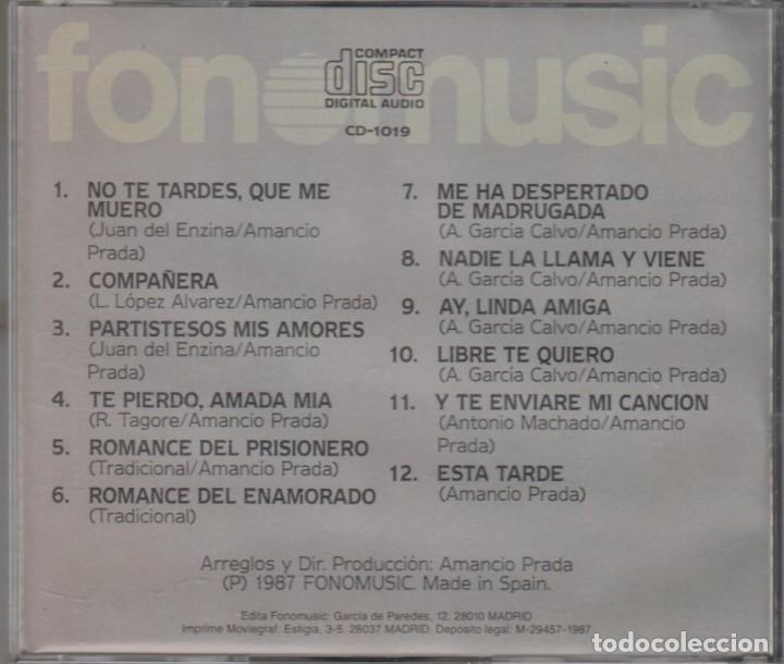 CDs de m&uacute;sica: Amancio Prada cd Canciones de amor y celda 1987 - Foto 2