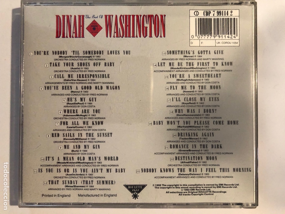CDs de m&uacute;sica: Cd dinah Washington the best of - Foto 2