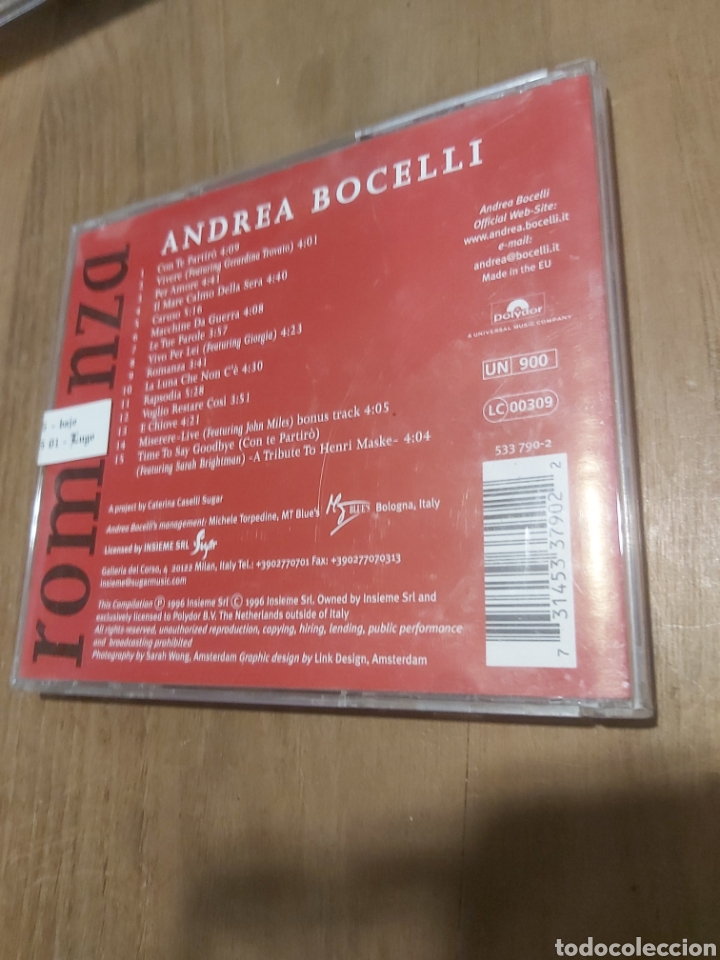 CDs de m&uacute;sica: 1996 CD ANDREA BOCELLI ROMANZA DISCOS COLISEVM - Foto 1