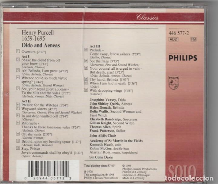 CDs de m&uacute;sica: PURCELL - DIDO AND AENEAS (CD PHILIPS 1995) - Foto 2