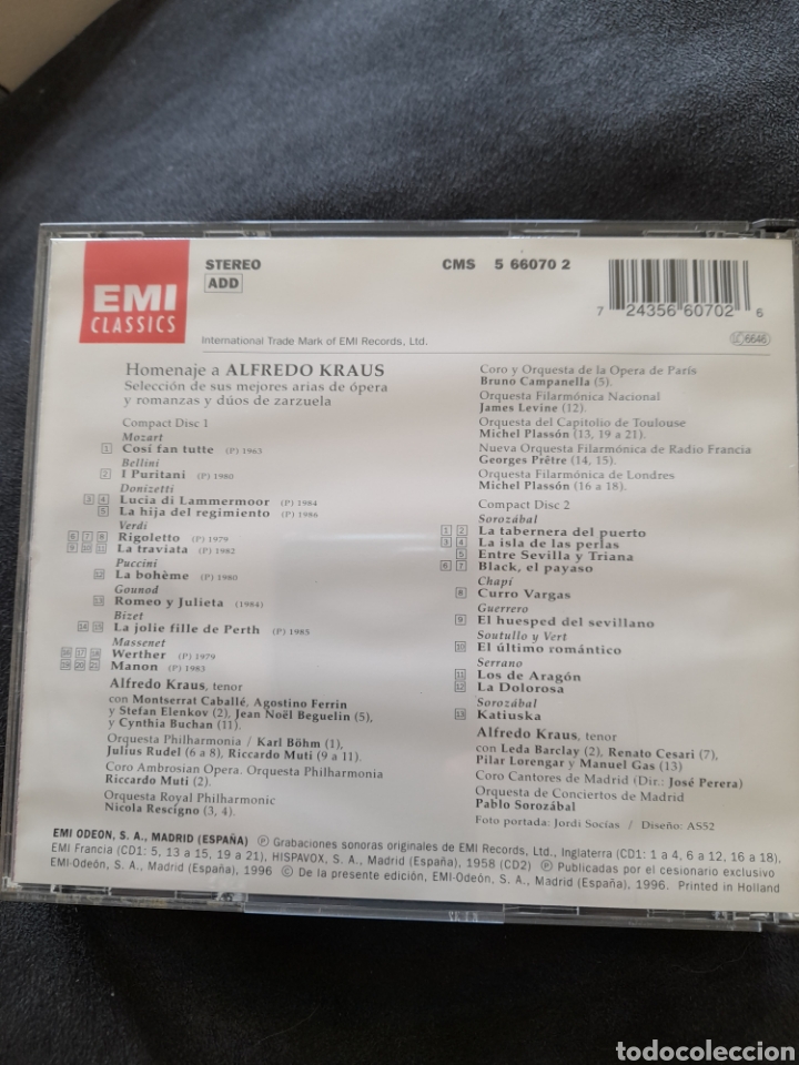 CDs de m&uacute;sica: Homenaje a Alfredo Kraus - Foto 2
