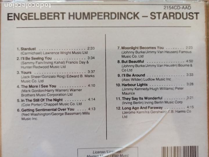 CDs de m&uacute;sica: CD ENGELBERT HUMPERDINCK - STARDUST (3E) - Foto 2