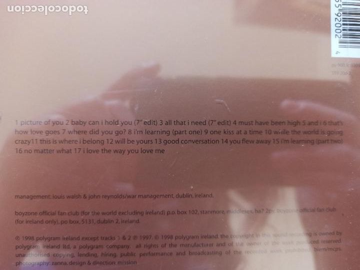 CDs de m&uacute;sica: CD BOYZONE - WHERE WE BELONG (3O) - Foto 2
