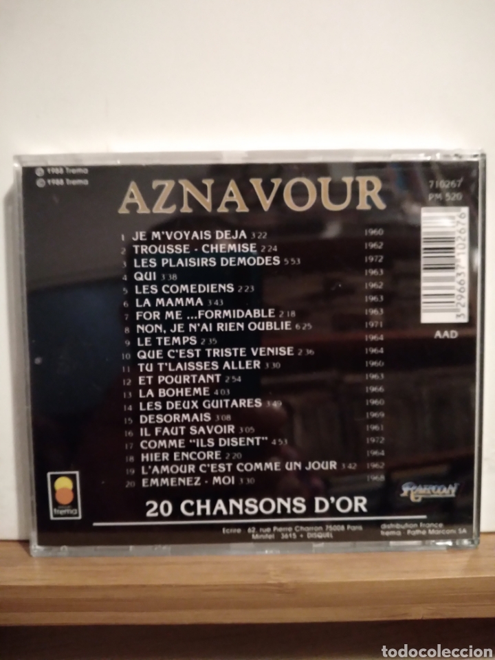CDs de m&uacute;sica: AZNAVOUR - 20 CHANSONS DOR - FR.88 - Foto 2