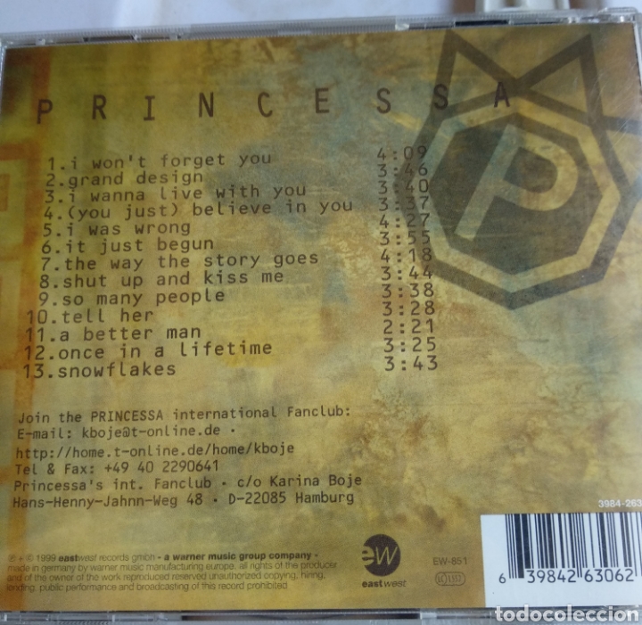 CDs de m&uacute;sica: *PRINCESSA, EU, EAST, 1999 - Foto 2
