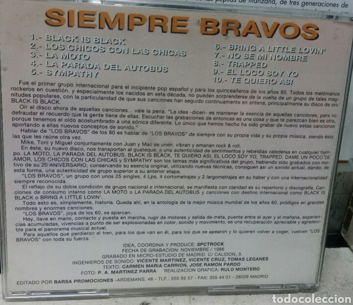 CDs de m&uacute;sica: LOS BRAVOS - SIEMPRE BRAVOS. CD SPAIN 1994 - Foto 2