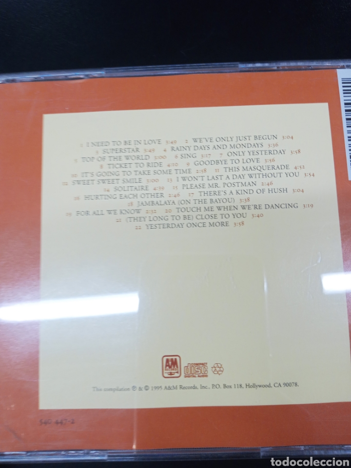 CDs de m&uacute;sica: Cd Carpenters edici&oacute;n Argentina - Foto 2