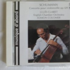 CDs de Música: SCHUMANN - CONCIERTO PARA VIOLONCHELO Y OTRAS (LLUIS CLARET, ENGLISH CHAMBER ORCHESTRA - E. COLOMER. Lote 341367768
