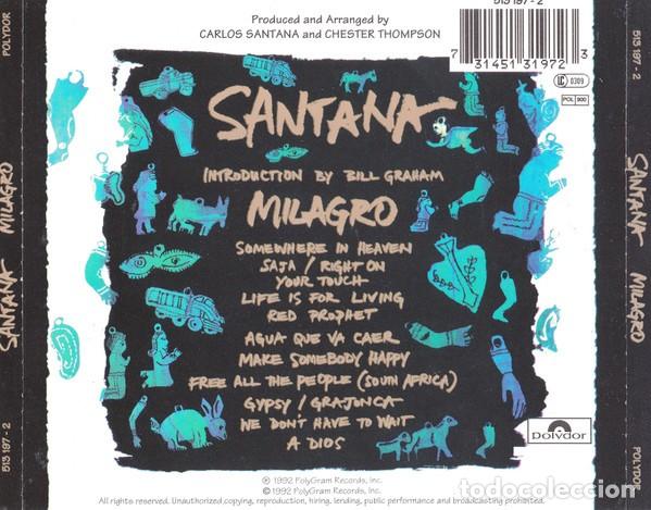 CDs de m&uacute;sica: SANTANA MILAGRO CD 1992 - Foto 2