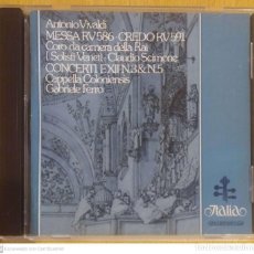 CDs de Música: ANTONIO VIVALDI (MESSA IN DO MAGGIORE RV 586; CREDO IN MI MINORE RV 591) CD 1986 ITALIA. Lote 342785678