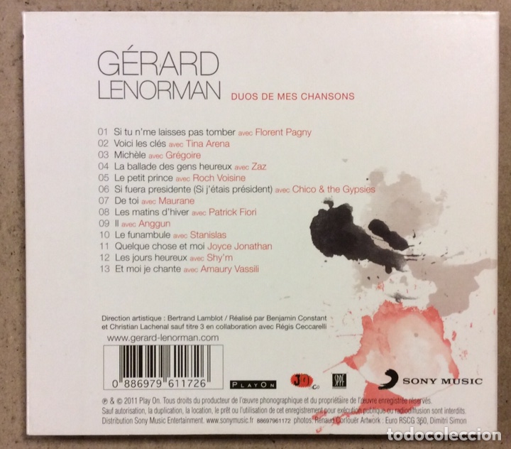 CDs de m&uacute;sica: G&Eacute;RARD LENORMAN &ldquo;DUOS DE MES CHANSONS&rdquo;. CD DIGIPACK. - Foto 4