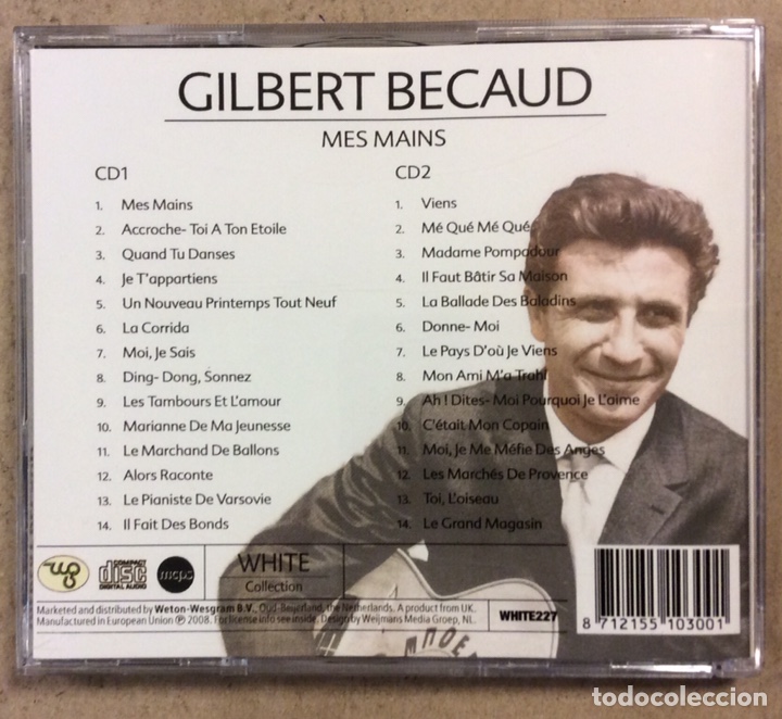 CDs de m&uacute;sica: GILBERT BECAUD &ldquo;MES MAINS&rdquo;. 2 CDS. WHITE COLLECTION. - Foto 4