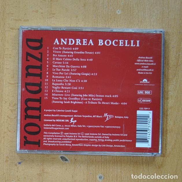 CDs de m&uacute;sica: ANDRE BOCELLI - ROMANZA - CD - Foto 2