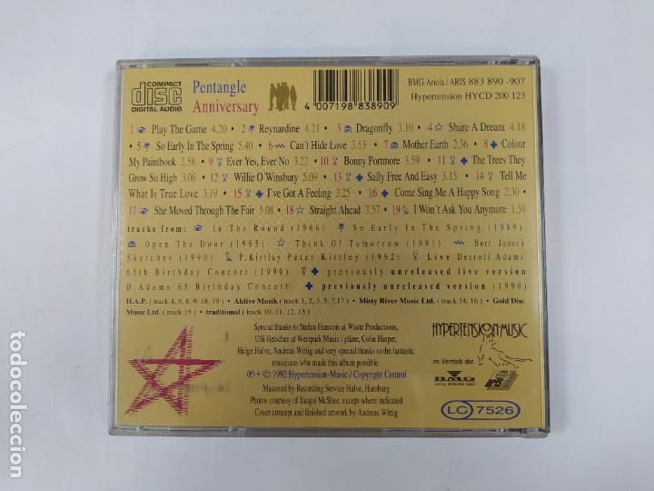 CDs de m&uacute;sica: PENTANGLE. ANNIVERSARY. FEATURING BERT JANSCH & JACQUI MCSHEE. CD. TDKCD177 - Foto 2