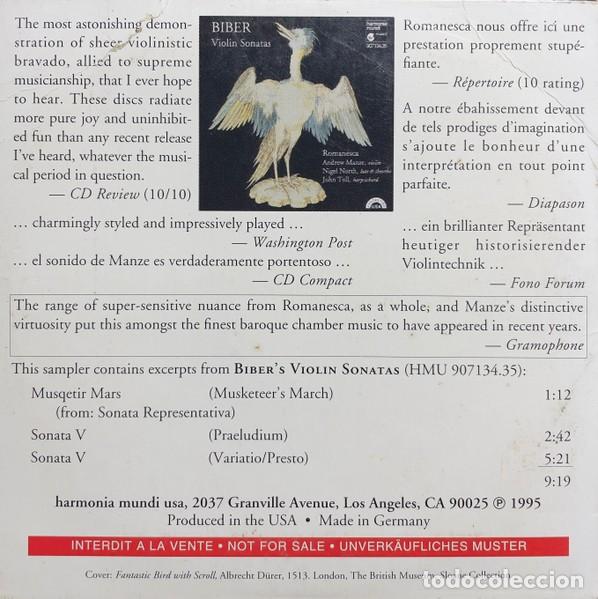 CDs de m&uacute;sica: BIBER - Violin Sonatas - SAMPLER - PRECINTADO - Foto 2