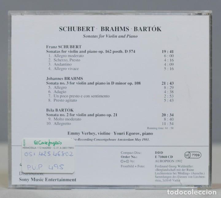 CDs de m&uacute;sica: CD. Schubert. Brahms. Bart&oacute;k. Sonates Pour Violon Et Piano - Foto 2