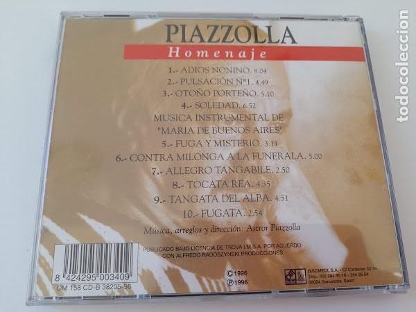 CDs de m&uacute;sica: CD. PIAZZOLLA. Adios Nonino - (Homenaje) - Foto 3