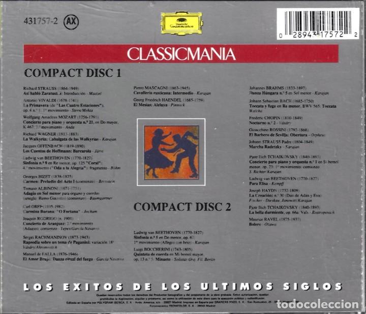CDs de m&uacute;sica: CLASSIC MANIA LOS EXITOS DE LOS ULTIMOS SIGLOS ( 2 CD) - Foto 2