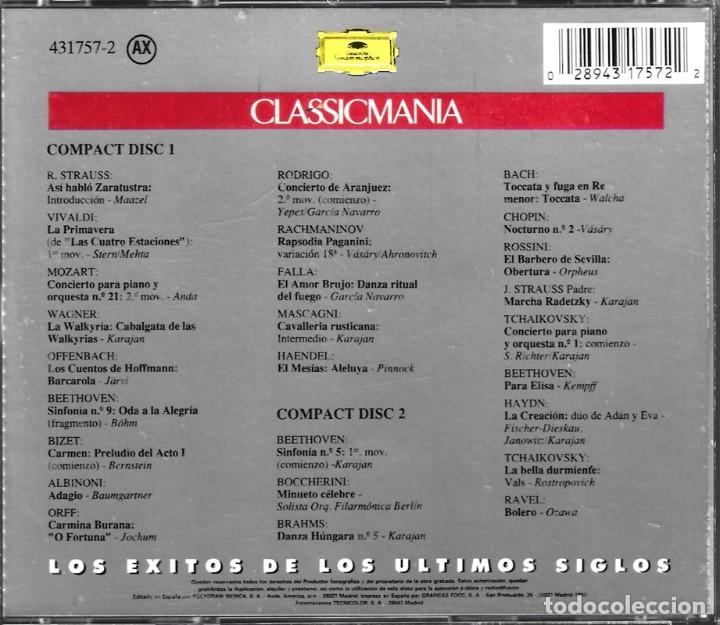 CDs de m&uacute;sica: CLASSIC MANIA LOS &Eacute;XITOS DE LOS ULTIMOS SIGLOS ( 2 CD) - Foto 2