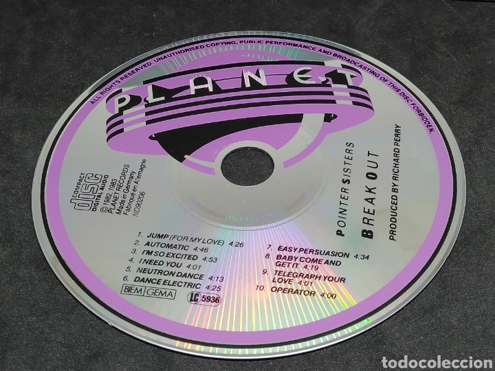 CDs de m&uacute;sica: POINTER SISTERS - BREAK OUT - CD - 1983 - DISCO VERIFICADO - Foto 6