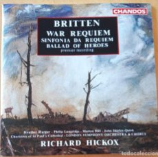 CDs de Música: BRITTEN WAR REQUIEM SINFONIA DA REQUIEM OP.20 BALLAD OF HEROES OP.14 RICHARD HICKOX. Lote 354484483