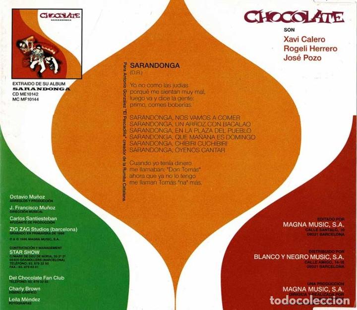 CDs de m&uacute;sica: Chocolate - Sarandonga. CD Single - Foto 2