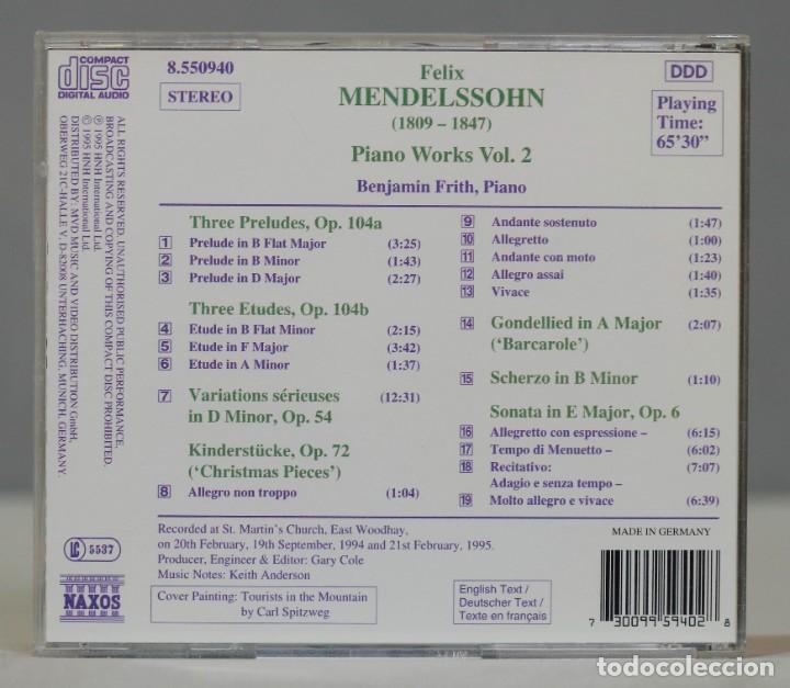 CDs de m&uacute;sica: CD. Mendelssohn, Benjamin Frith &ndash; Piano Works Vol. 2 - Foto 2