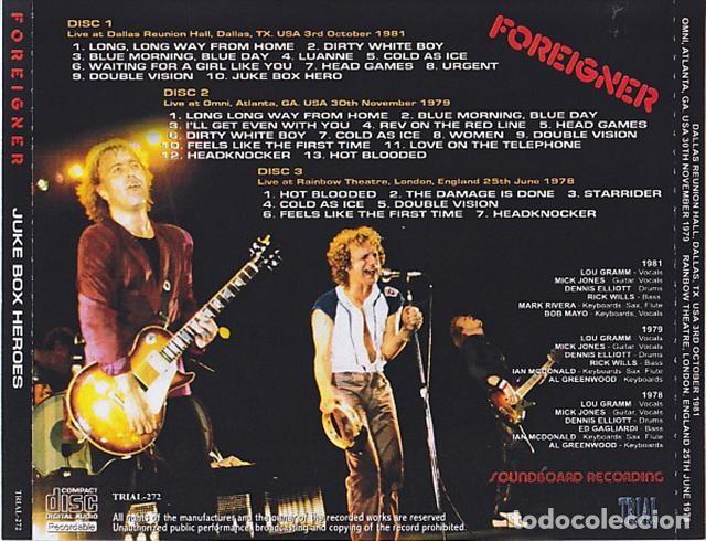CDs de m&uacute;sica: 3 CDs - FOREIGNER - Juke box Heroes - LIVE - Foto 2