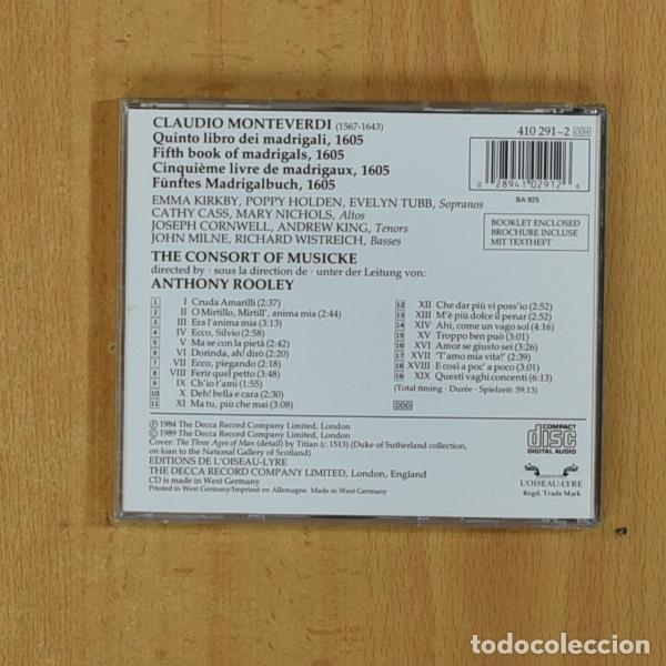 CDs de m&uacute;sica: MONTEVERDI - QUINTO LIBRO DEI MADRIGALI - CD - Foto 2