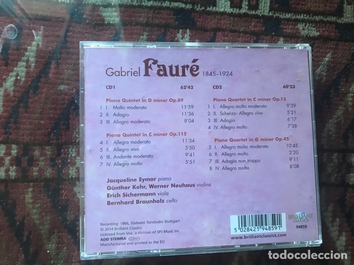 CDs de m&uacute;sica: Faur&eacute; complete piano quartets & quintets. 2 CD&rsquo;s - Foto 2