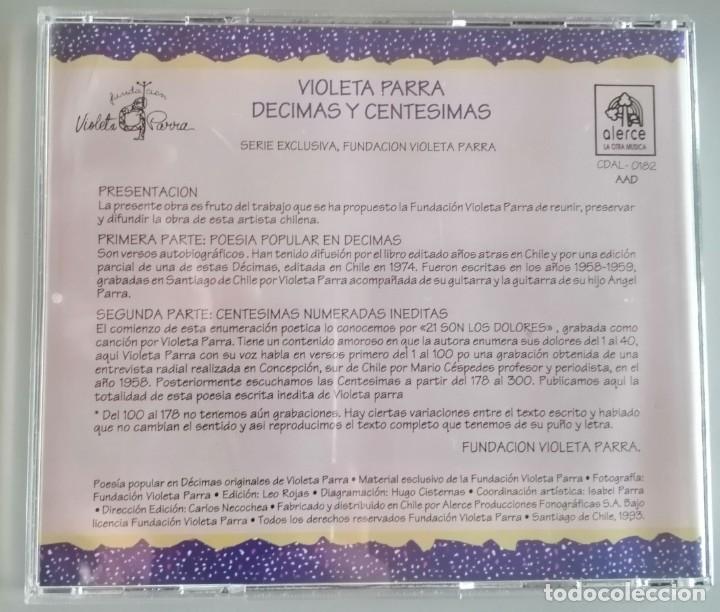 CDs de m&uacute;sica: VIOLETA PARRA - DECIMAS Y CENTESIMAS - Foto 2